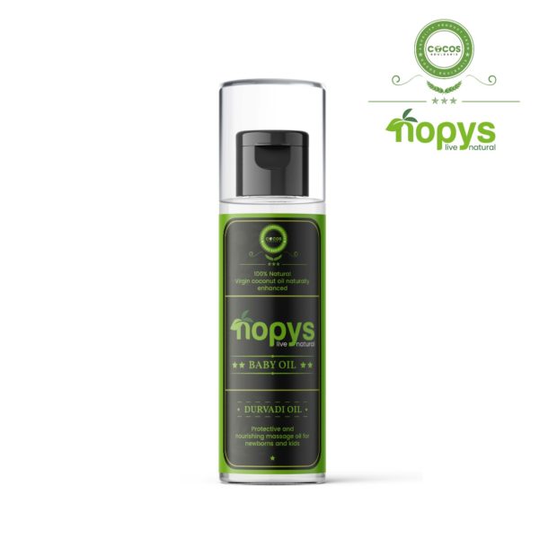 nopys Baby Oil - Product - The oil is prepared with the reference of ayurvedic recipes written in SAHASRAYOGAM -The 1000 Formulations. - Best oils for newborn skin